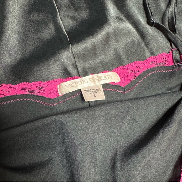 Victoria’s Secret black lingerie slip dress with pink lacing details - Picture 3 of 4